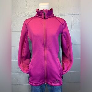 L.L. Bean Women's Soft Shell Fleece Lined Full Zip Pink Gray Jacket Size Large